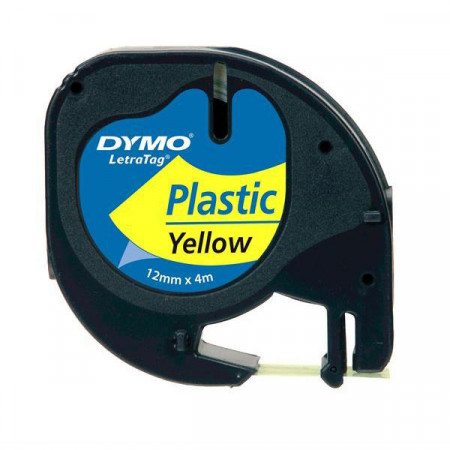 K7 Letratag plastique 12mmX4m NOIR / JAUNE