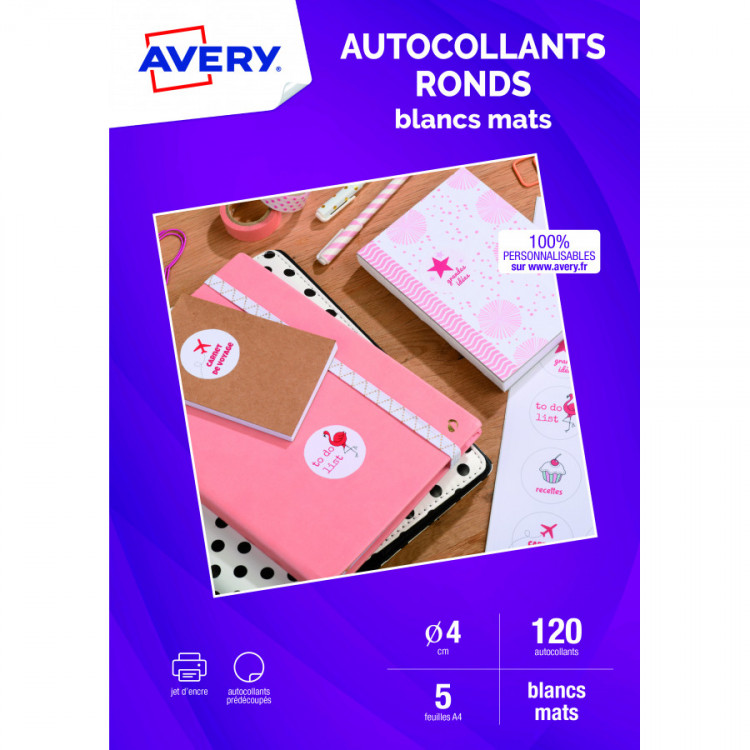 Autocollants ronds blanc mat x120 _4cm