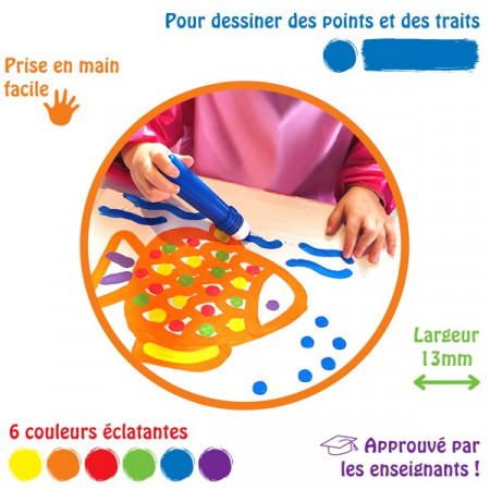 Lot de 6 Petits Tampons Gouache 50ml
