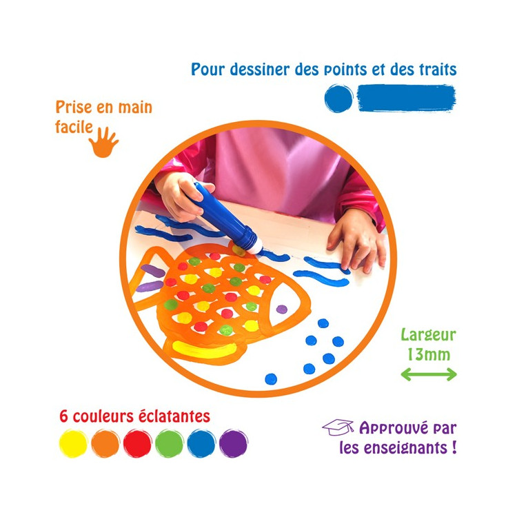 Lot de 6 Petits Tampons Gouache 50ml