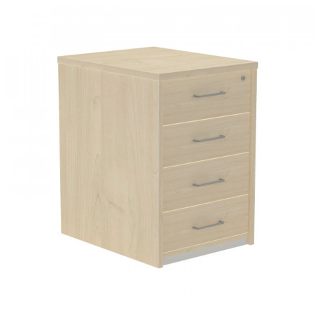 Meuble de bureau 4 tiroirs 72x47 cm Hêtre avec serrure centralisée
