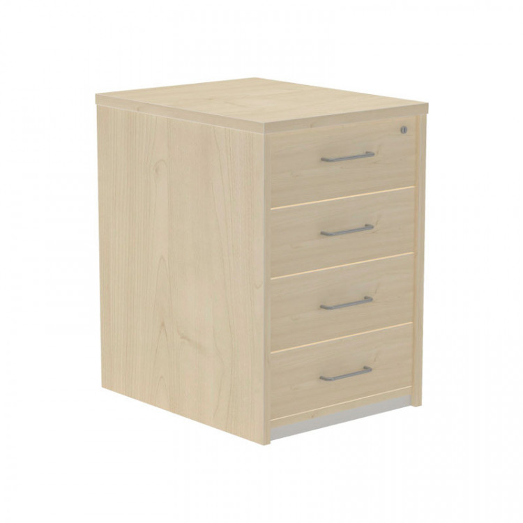 Meuble de bureau 4 tiroirs 72x47 cm Hêtre avec serrure centralisée