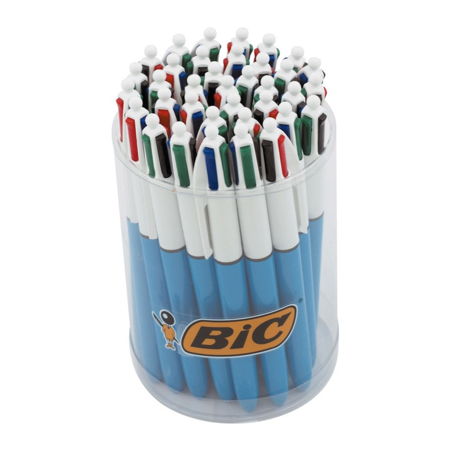 BIC 4 Couleurs Grip - Stylo à bille 4 couleurs - noir, rouge, bleu