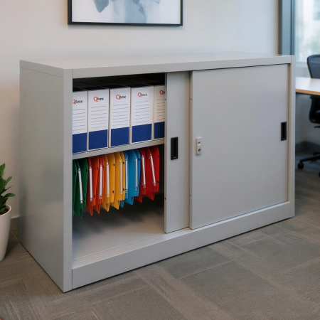 Armoire métallique à portes coulissantes – 120 x 45 x 90 cm Gris