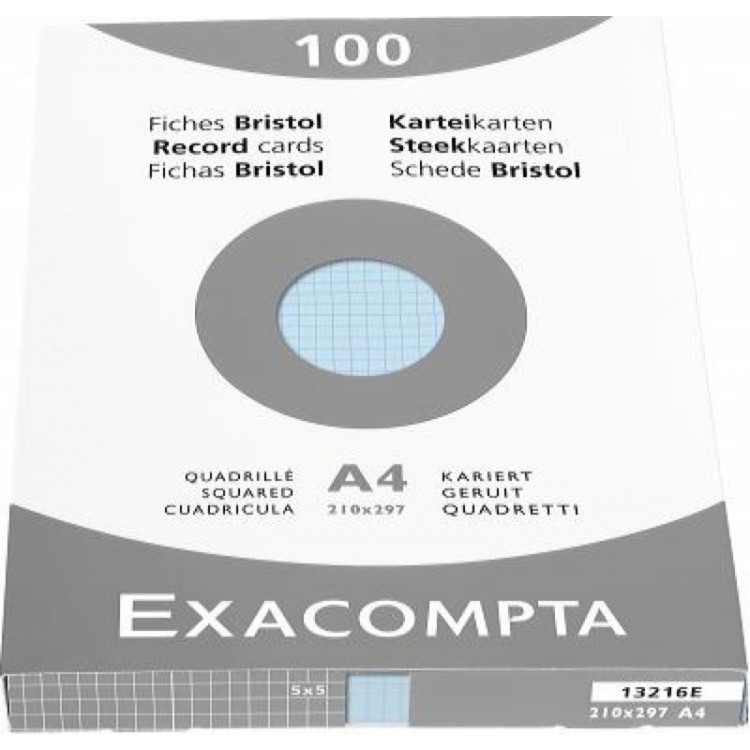 PAQUET DE 100 FEUILLES BRISTOL - Format A4, 21X29.7 - Petits Carreaux 5X5 - BLEU