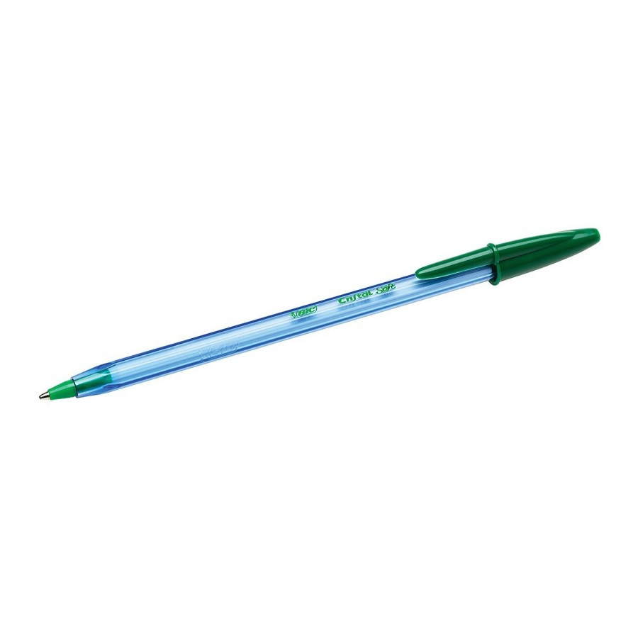 BIC CRISTAL - Lot de 4 Stylos à bille bleu, rouge, vert, noir à